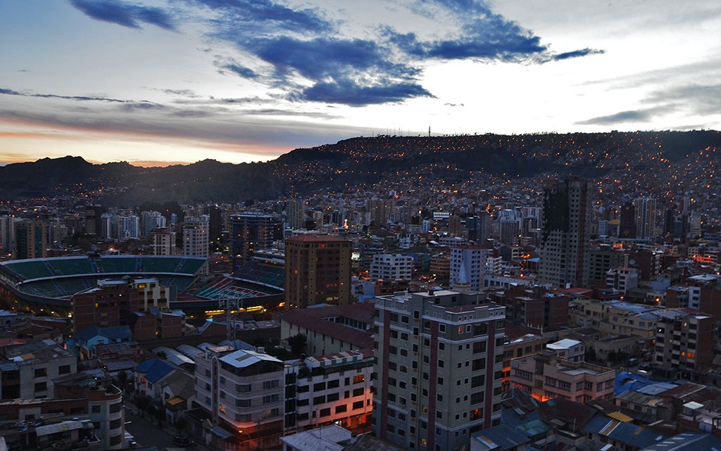 Vista nocturna de La Paz
