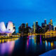 Skyline ao anoitecer em Singapura